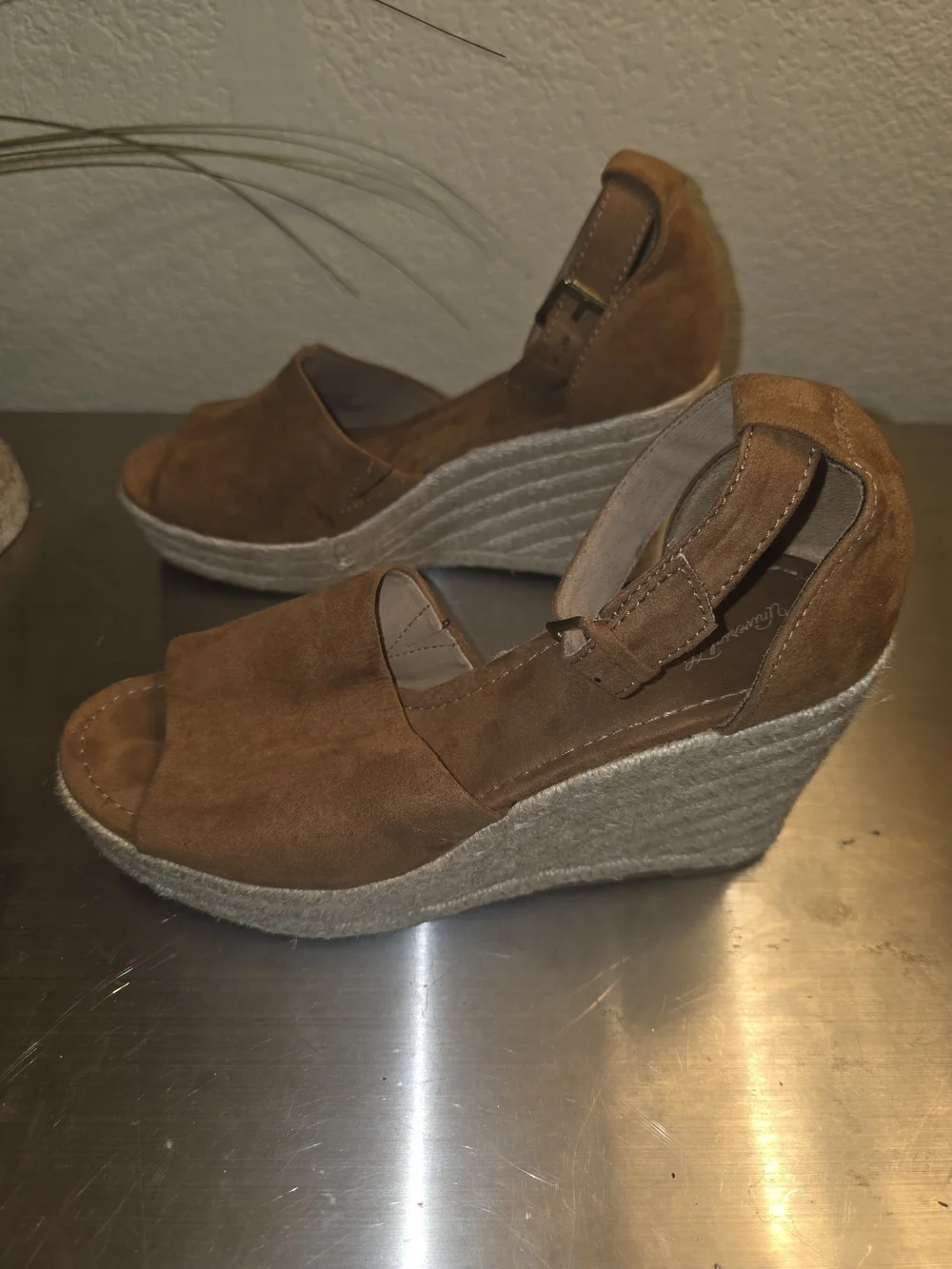 Universal Thread Brown Suede Espadrille Wedge Sandals